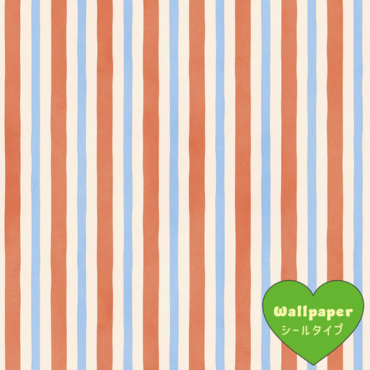 【サンプル】はがせるフリース壁紙 シールタイプ What's poppin? デイリーストライプ サニーアプリコット