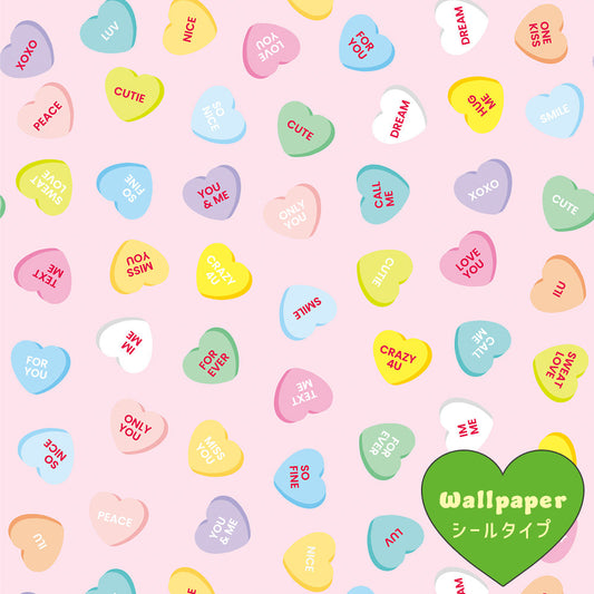 【サンプル】はがせる壁紙 シールタイプ What's poppin? ハートラムネ ピーチ