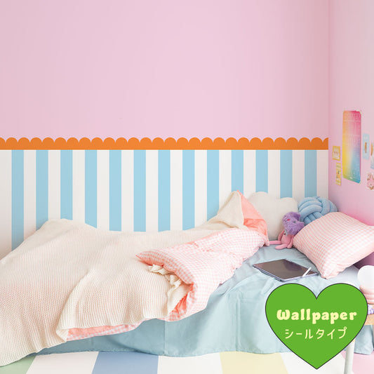 はがせる壁紙 シールタイプ What's poppin? ジェリーストライプ ピーチスプラッシュ(スカラップ)