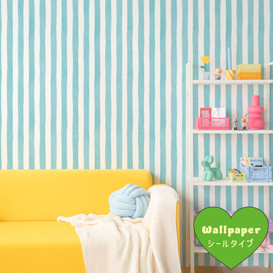 はがせるフリース壁紙 シールタイプ What's poppin? メロウストライプ アクアブリーズ