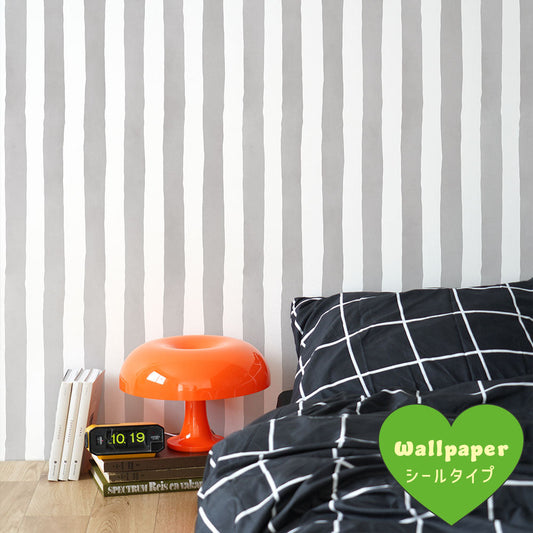 はがせるフリース壁紙 シールタイプ What's poppin? メロウストライプ クラウドグレー