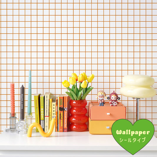 はがせる壁紙 シールタイプ What's poppin? ミニスクエアタイル カラージョイント (49cm×3mサイズ) キャロットポップ