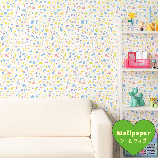 はがせるフリース壁紙 シールタイプ What's poppin? POPPIN’ TERRAZZO マカロン