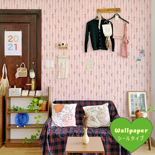 はがせる壁紙 シールタイプ What's poppin? リボンストライプ カラフル (49cm×3mサイズ) チョコベリー