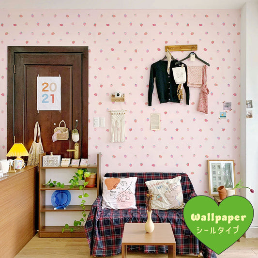 はがせるフリース壁紙 シールタイプ What's poppin? ストロベリードロップ ミックスベリー / ピンク