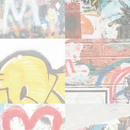 【サンプル】貼りやすいフリース壁紙 のりなしタイプ What's poppin? アーバンスプラッシュ Hype Tag / BRIGHT