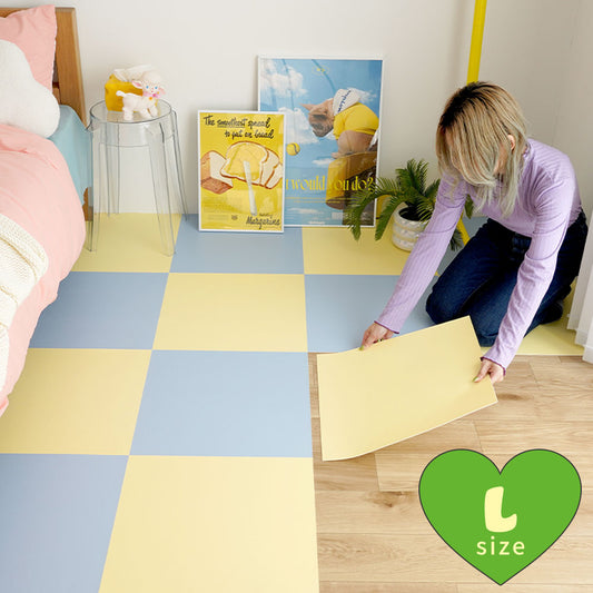 貼ってはがせる クッションフロアタイル シールタイプ What’s poppin? プレーン Lサイズ (44cm×44cm) 4枚セット CWP-PL23 バター