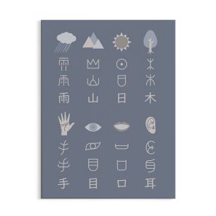 アートパネル Qtan Study キュータン スタディ 60cm×80cm  漢字の成り立ち / ブルーグレー