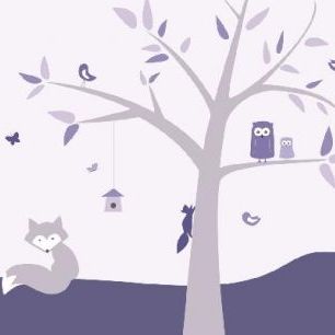 輸入壁紙 カスタム壁紙 PHOTOWALL / Animal Tree - Purple (e21893)