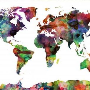 輸入壁紙 カスタム壁紙 PHOTOWALL / Watercolor World Map Multicolor (e22680)