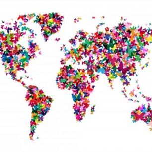 輸入壁紙 カスタム壁紙 PHOTOWALL / Butterflies World Map Multicolor (e22700)