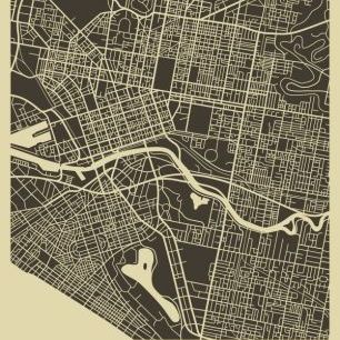 輸入壁紙 カスタム壁紙 PHOTOWALL / City Map - Melbourne (e22758)