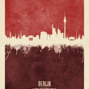 輸入壁紙 カスタム壁紙 PHOTOWALL / Berlin Germany Skyline Red (e310707)