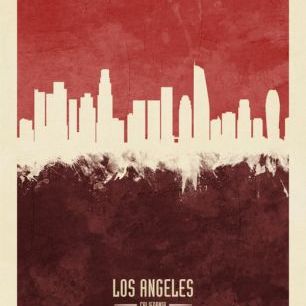 輸入壁紙 カスタム壁紙 PHOTOWALL / Los Angeles California Skyline Red (e310743)