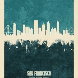 輸入壁紙 カスタム壁紙 PHOTOWALL / San Francisco California Skyline Blue (e310744)