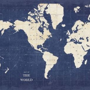 輸入壁紙 カスタム壁紙 PHOTOWALL / Blueprint World Map - No Border (e311280)