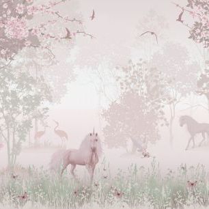 輸入壁紙 カスタム壁紙 PHOTOWALL / Unicorns in Dreamy Forest (e317684)
