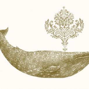 輸入壁紙 カスタム壁紙 PHOTOWALL / Damask Whale Gold (e330788)