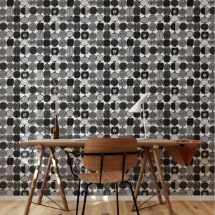 はがせる 壁紙 シール 「marimekko × NU WALLPAPER」Black and White Kompotti Peel and Stick Wallpaper / MKS4501