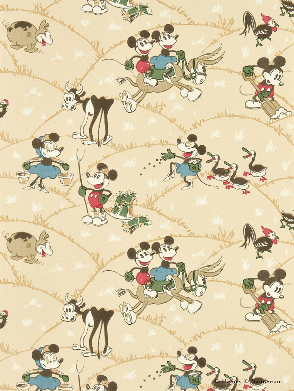 はがせる壁紙 Disney HOME x Sanderson / MICKEY AT THE FARM / BUTTERSCOTCH / 217267