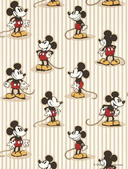 はがせる壁紙 Disney HOME x Sanderson / MICKEY STRIPE / PEANUT / 217273