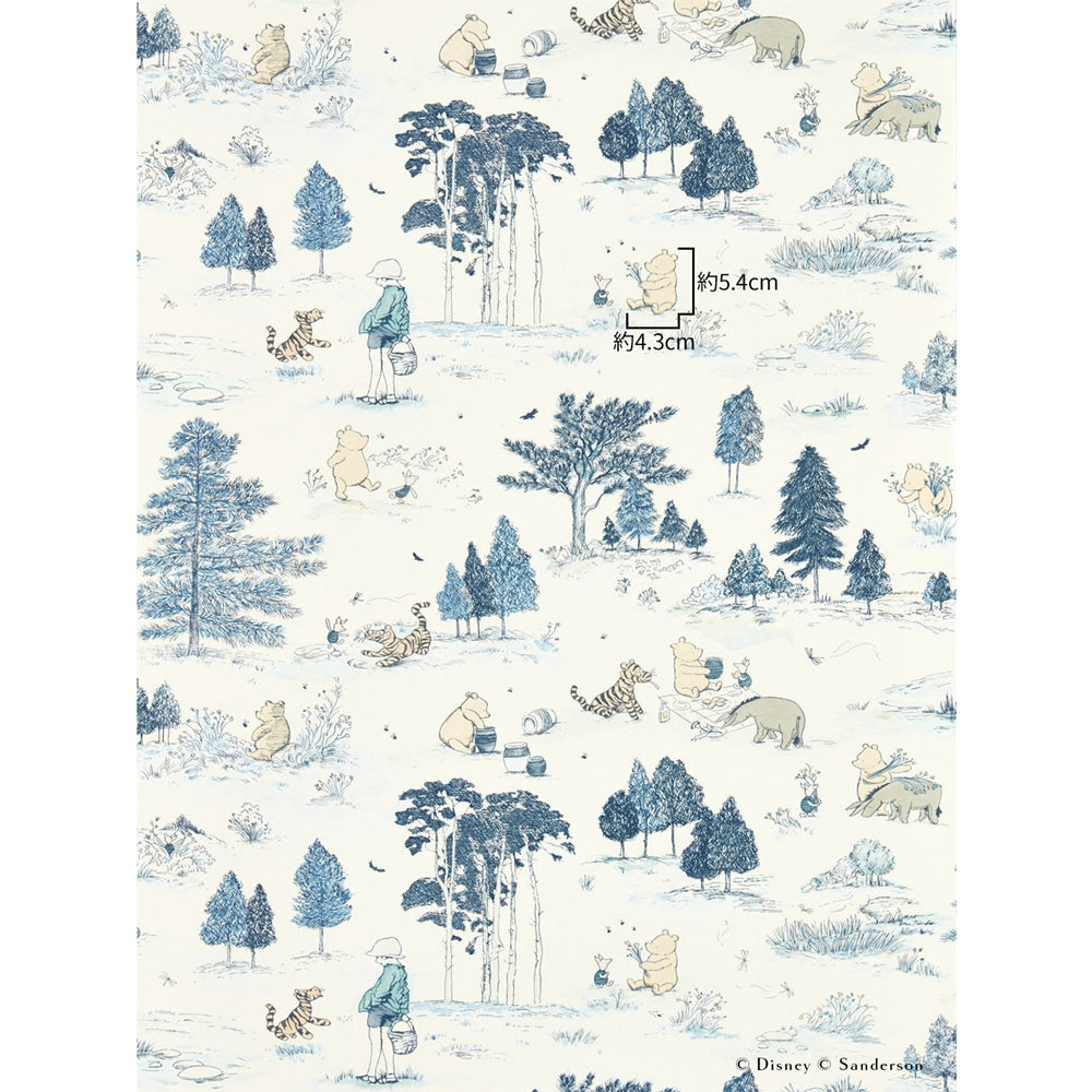 はがせる壁紙 Disney HOME x Sanderson / WINNIE THE POOH / BONBON BLUE / 217281