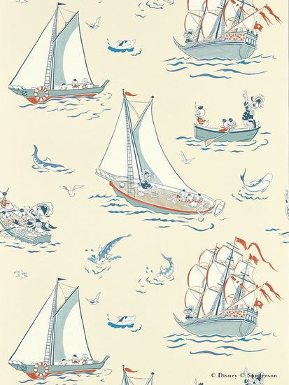 はがせる壁紙 Disney HOME x Sanderson / DONALD NAUTICAL / SEA SALT / 217282