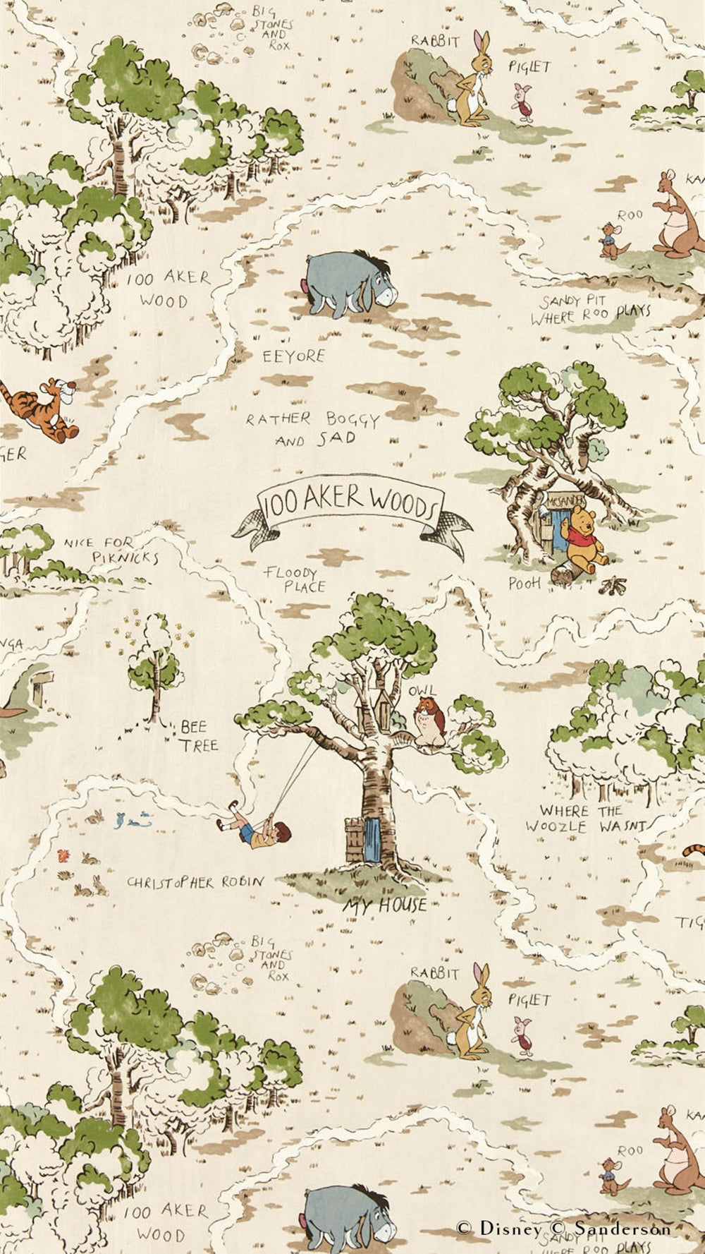 はがせる壁紙 Disney HOME x Sanderson / HUNDRED ACRE WOOD / CASHEW / 217291