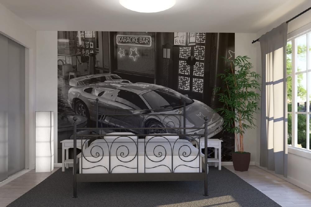 輸入壁紙 カスタム壁紙 PHOTOWALL / Lamborghini In Asia - b/w (e12089)