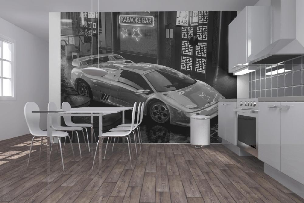 輸入壁紙 カスタム壁紙 PHOTOWALL / Lamborghini In Asia - b/w (e12089)