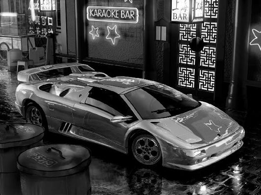 輸入壁紙 カスタム壁紙 PHOTOWALL / Lamborghini In Asia - b/w (e12089)