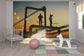 輸入壁紙 カスタム壁紙 PHOTOWALL / Oil Workers and Pipes in Sunset (e20372)