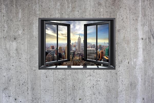 輸入壁紙 カスタム壁紙 PHOTOWALL / New York Through Window - Concrete Wall (e22319) 