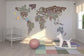 輸入壁紙 カスタム壁紙 PHOTOWALL / Typographic Text World Map Brown (e22678)