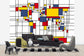 輸入壁紙 カスタム壁紙 PHOTOWALL / Piet Mondrian Style World Map (e22704)