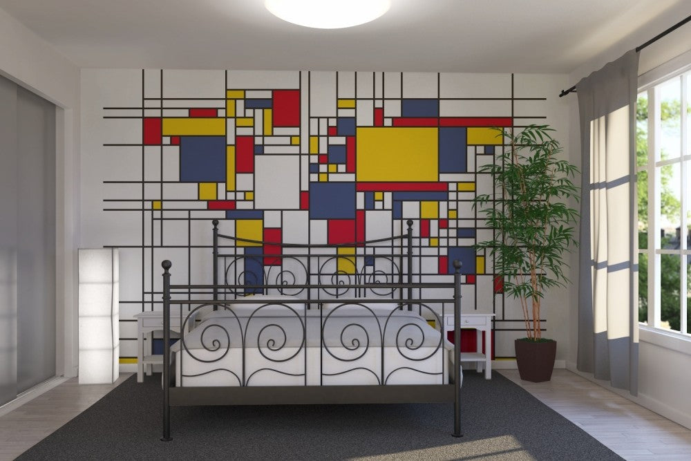 輸入壁紙 カスタム壁紙 PHOTOWALL / Piet Mondrian Style World Map (e22704)