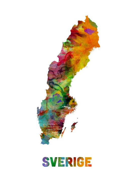 輸入壁紙 カスタム壁紙 PHOTOWALL / Sweden Watercolor Map (e22709)