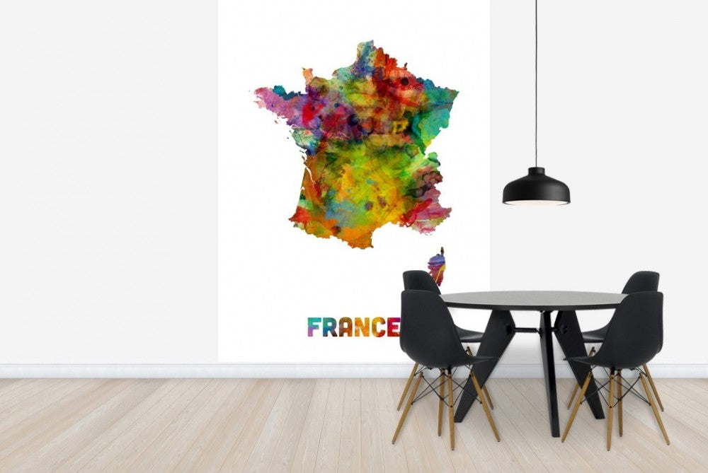 輸入壁紙 カスタム壁紙 PHOTOWALL / France Watercolor Map (e22722)