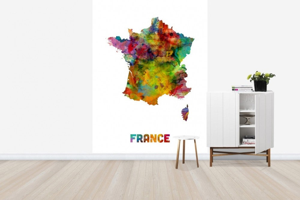 輸入壁紙 カスタム壁紙 PHOTOWALL / France Watercolor Map (e22722)