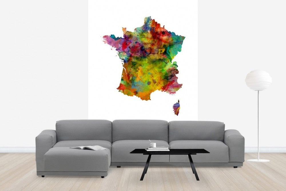 輸入壁紙 カスタム壁紙 PHOTOWALL / France Watercolor Map (e22722)