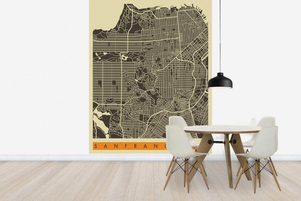 輸入壁紙 カスタム壁紙 PHOTOWALL / City Map - San Fransisco (e22763)