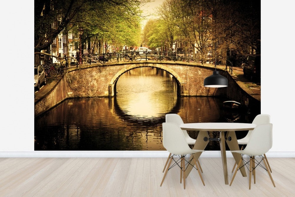 輸入壁紙 カスタム壁紙 PHOTOWALL / Romantic Bridge Over Canal in Amsterdam (e22817)