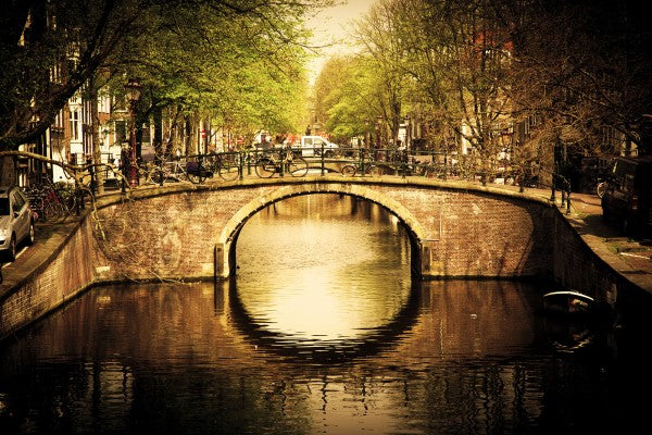 輸入壁紙 カスタム壁紙 PHOTOWALL / Romantic Bridge Over Canal in Amsterdam (e22817)