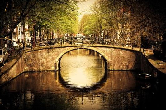 輸入壁紙 カスタム壁紙 PHOTOWALL / Romantic Bridge Over Canal in Amsterdam (e22817)