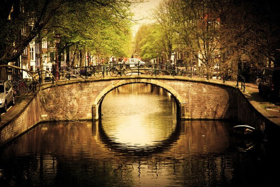 輸入壁紙 カスタム壁紙 PHOTOWALL / Romantic Bridge Over Canal in Amsterdam (e22817)