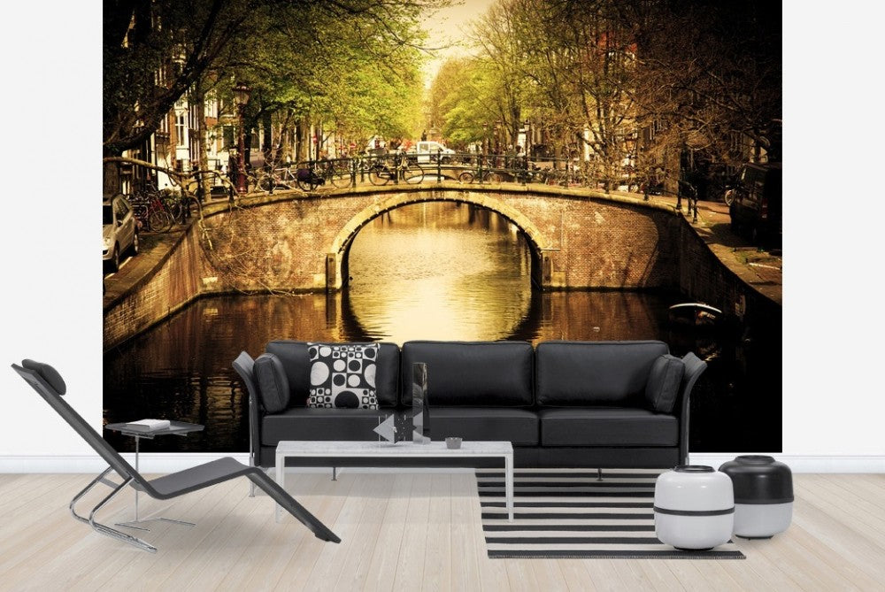 輸入壁紙 カスタム壁紙 PHOTOWALL / Romantic Bridge Over Canal in Amsterdam (e22817)