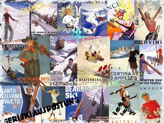 輸入壁紙 カスタム壁紙 PHOTOWALL / Ski Resorts Collage (e22981)