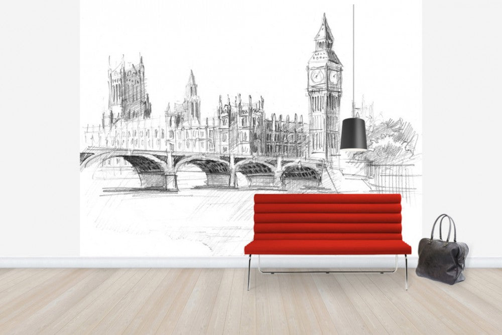 輸入壁紙 カスタム壁紙 PHOTOWALL / Big Ben in Black Lead (e40170)