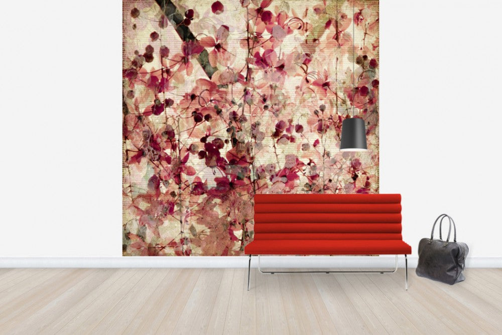 輸入壁紙 カスタム壁紙 PHOTOWALL / Blossom Print on Ribbed Bamboo (e40171)