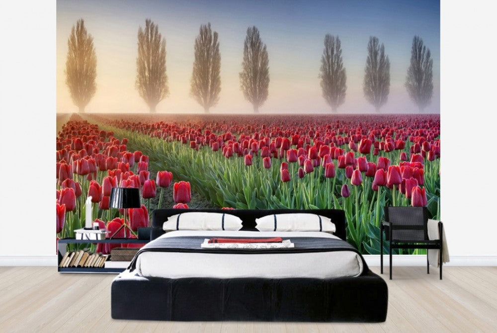 輸入壁紙 カスタム壁紙 PHOTOWALL / Misty Morning in Tulip Field (e23936)